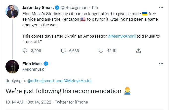 Маск не хоче фінансувати Starlink в Україні. Що відбувається і які причини